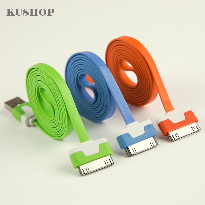 KUSHOP 4 iphone4s 4 Apple iPad2 iPad3 color cable USB charging line pasta line