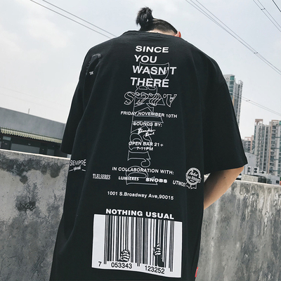 创意字母印花短袖T恤男夏季潮牌新款 欧美街头嘻哈潮流日常宽松T