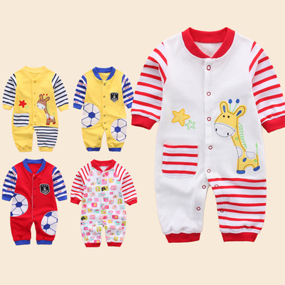 婴儿连体衣服女宝宝新生儿哈衣男0岁3个月纯棉衣6睡衣1春秋装春装