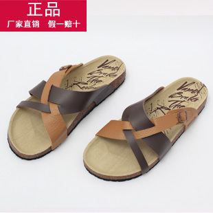  VANCL/凡客夏季韩版软木拖鞋厚底居家男式沙滩凉拖鞋平跟一字拖鞋