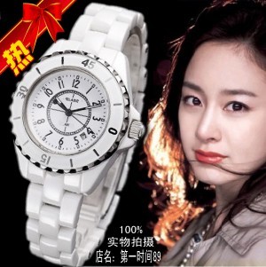  沐之晴同款 白色陶瓷表 时装表情侣表 香奈兒手表 女表 陶瓷手表