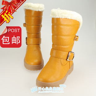 包邮 冬季新款童鞋中筒女童靴 儿童雪地靴子防水保暖棉鞋皮靴