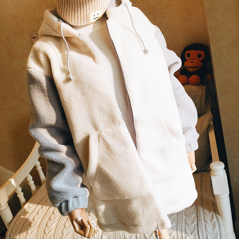 2018秋冬新款米拼灰色羊羔毛大衣|msdalam kategori Butik wanita / wanita, kapas/empuk - dari Buy2taobao.com untuk memberikan perkhidmatan ejen Taobao profesional membeli