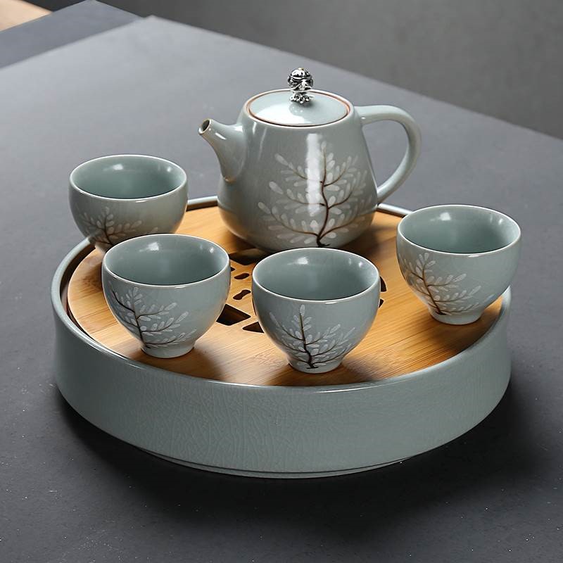 聚晟汝窑功夫茶具套装汝瓷整套旅行茶具茶壶茶杯办公家用陶瓷茶盘|ruв категории посуда, чайный сервиз, набор чайный сервиз - от Buy2taobao.com для оказания профессиональной услуги покупки агента Taobao