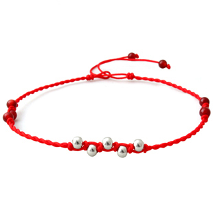  皓埼99足银 蛇年本命年 红绳 脚链 女 男士 转运珠 编织 红绳脚链