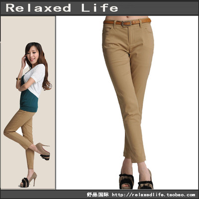 BORDERLES经典修身显瘦九分小脚裤通勤职业铅笔裤女侧拼缝有XXL