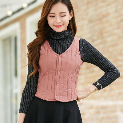 韩版羽绒棉服内胆内穿保暖背心坎肩修身无领棉