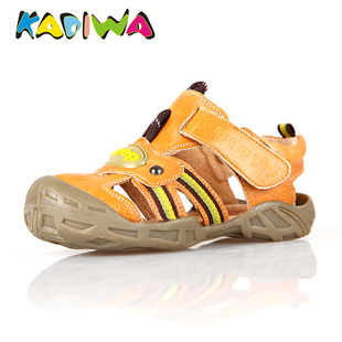  卡帝娃新款真皮童鞋 男女童头层牛皮沙滩鞋 包头儿童凉鞋Q111