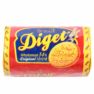  韩国进口零食 好丽友Diget 原味全麦消化饼干194g