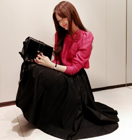 韩国代购正品partysu优雅名媛半身裙气质中长