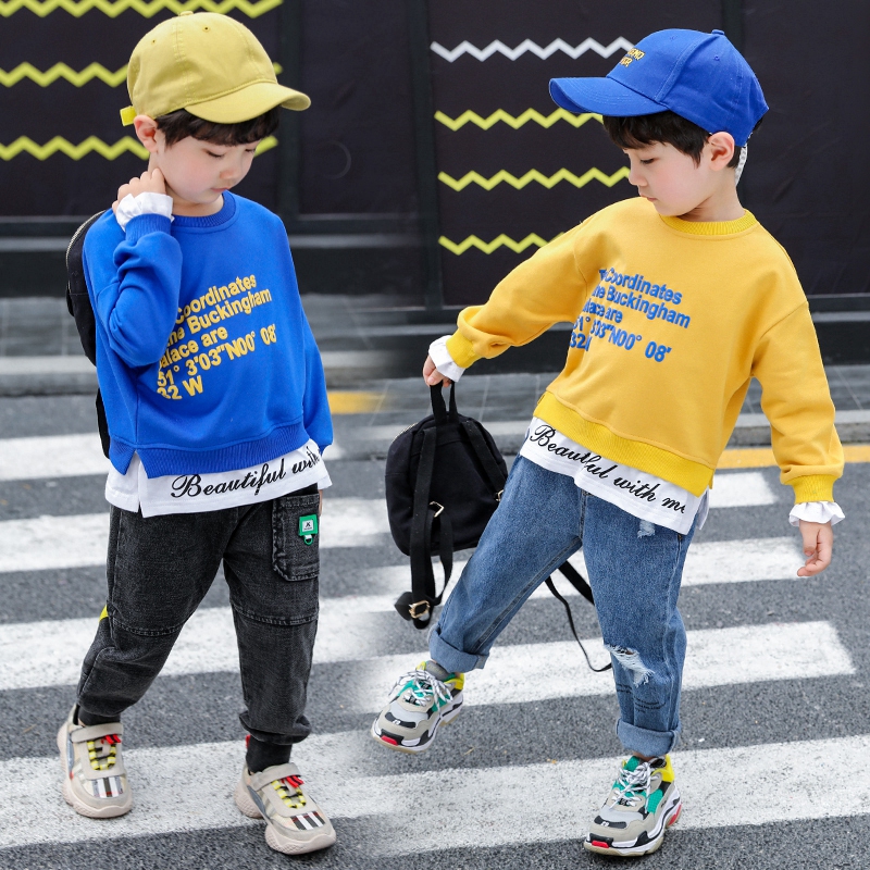 Boys Sweater 3-4 The age of the tide 2019 spring clothes new pattern baby False two Base coat children jacket spring and autumn Korean version 5in the Children/Baby/Family fitted , Sweater/Fleece category - from Buy2taobao.com to provide professional Taobao agent buy service