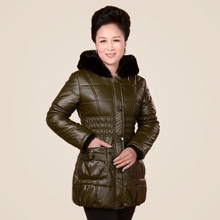  中老年女装棉衣妈妈装冬装中年女装长款外套加厚保暖棉服