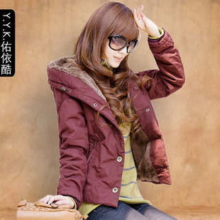  冬装连帽小棉衣女短款大码休闲羊羔毛棉服加厚工装防寒服棉袄外套