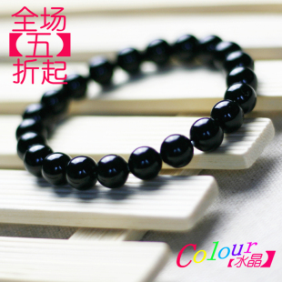  Colour水晶饰品 正品纯天然黑玛瑙水晶手链 男女款 情侣手链