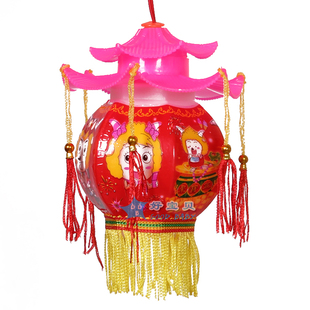  蛇年春节元宵节装饰灯笼 儿童手提灯笼 新年小六角音乐彩灯