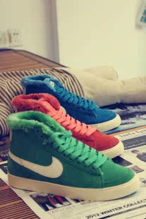  耐克NIKE男女鞋开拓者女子高帮板鞋毛毛虫保暖加绒棉鞋加毛运动鞋