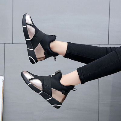 2017冬季街拍运动鞋女加绒黑色高帮鞋女加棉韩版百搭厚底休闲鞋女