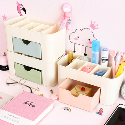 创意桌面收纳盒 多功能塑料整理盒 学生文具宿舍简约杂物盒储物盒