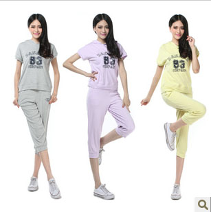 女款全棉运动套装 套头T恤 七分裤在类目 女装/女士精品, 套装/学生校服/工作制服, 休闲运动套装中 - 来自Buy2taobao.com提供专业的淘宝代购服务