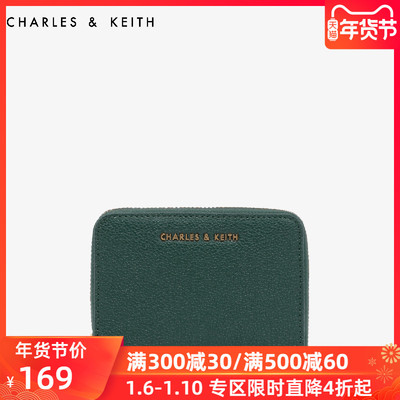 CHARLES＆KEITH 短款钱包 CK6-10770255 纯色女包多功能女士皮夹