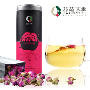  花蕴茶香 花草茶 特级法兰西玫瑰花茶 粉红玫瑰花茶 50g/罐 包邮