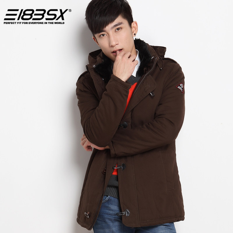 【秒划算】183SX2013新款韩版休闲连帽中长款加厚棉服男外套潮