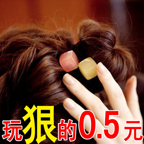 Aznavour韩国进口正品发饰 韩版糖果色方块发圈/发绳