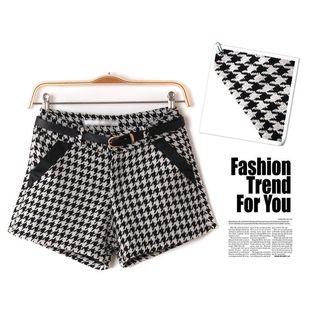 格子<em>短裤女</em>英伦大码毛呢短裤胖mm秋冬<em>妮子短</em>