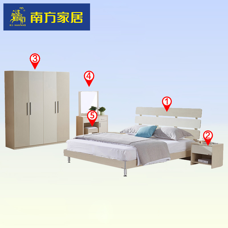 South Home Furnishing Modern minimalist 1.5m Double bed wardrobe Rental Economic type bedroom Furniture combinationin the Residential furniture , Furniture , Bedroom Furniture , Double+Bedside cabinet category - from Buy2taobao.com to provide professional Taobao agent buy service
