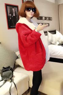 <em>明星</em>姚笛同款 毛绒棉服 两面<em>穿羊羔毛</em>保暖加厚