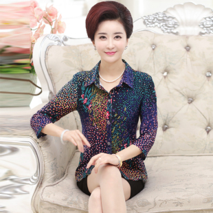 妈妈装春装女衬衣服40-50岁中老年女装夏装女长袖衬衫中年人上衣