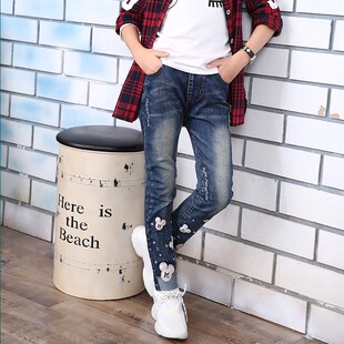 儿童装女童牛仔裤长裤2017新款8春秋9淑女裤