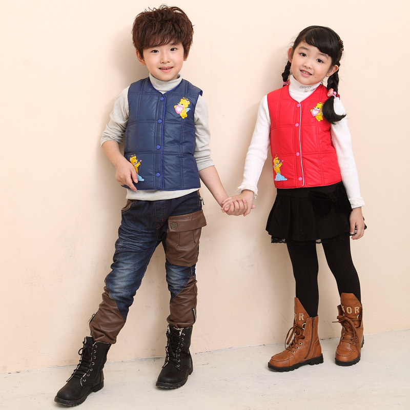 衫宣2013冬季男女<em>儿童羽绒马甲</em> 内外穿卡通羽