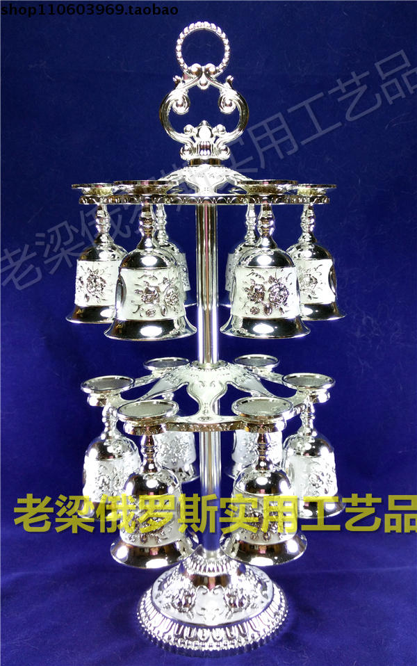 Z1俄罗斯锡合金属酒具双层吊挂酒杯架13件套装银边白色银玫瑰精致|ruв категории семья/личные чистящие средства, ванная приборов/принадлежности для ванной, подстаканник - от Buy2taobao.com для оказания профессиональной услуги покупки агента Taobao