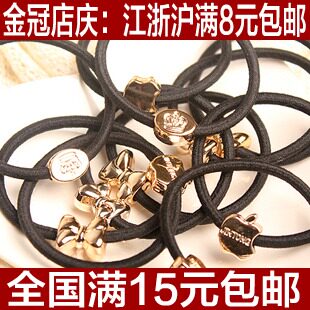 [满8元包邮]高品质韩国韩版发饰 复古金属皇冠爱心皮筋发绳发圈女