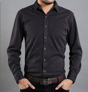  七匹狼春装新款男长袖丝光棉衬衫商务休闲中年印花格子衬衣男特价