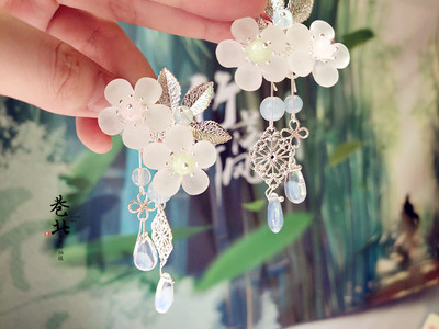 古装汉服日常小清新头饰流苏花朵对夹发饰可爱少女心汉元素发饰