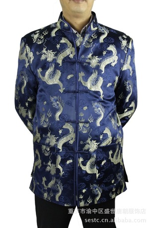 盛世唐朝品牌高档真丝男士唐装主持表演生日宴