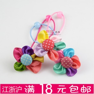  满包邮 韩国儿童饰品 韩版五彩花瓣花朵发绳头花发圈头绳发饰头饰