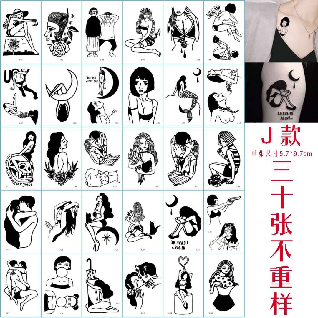 浮世绘纹身贴ins风小图案防水女持久仿真文身刺青黑暗系纹身贴纸|ruв категории Косметика, роспись по телу - от Buy2taobao.com для оказания профессиональной услуги покупки агента Taobao