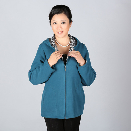 秋冬新品女装加厚摇粒绒外套女卫衣中老年妈妈