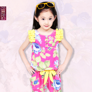  品牌童装女童夏装新款套装儿童短袖韩版碎花休闲两件套中大童