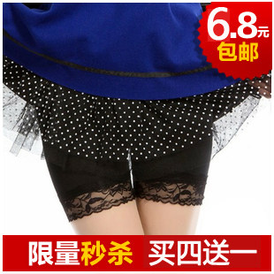 韩版蕾丝防走光安全 女夏冰丝显瘦打底 短 三分 保险裤 包邮