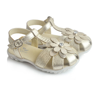  夏季新款儿童包头凉鞋真皮童鞋金色公主真皮凉鞋女童凉鞋