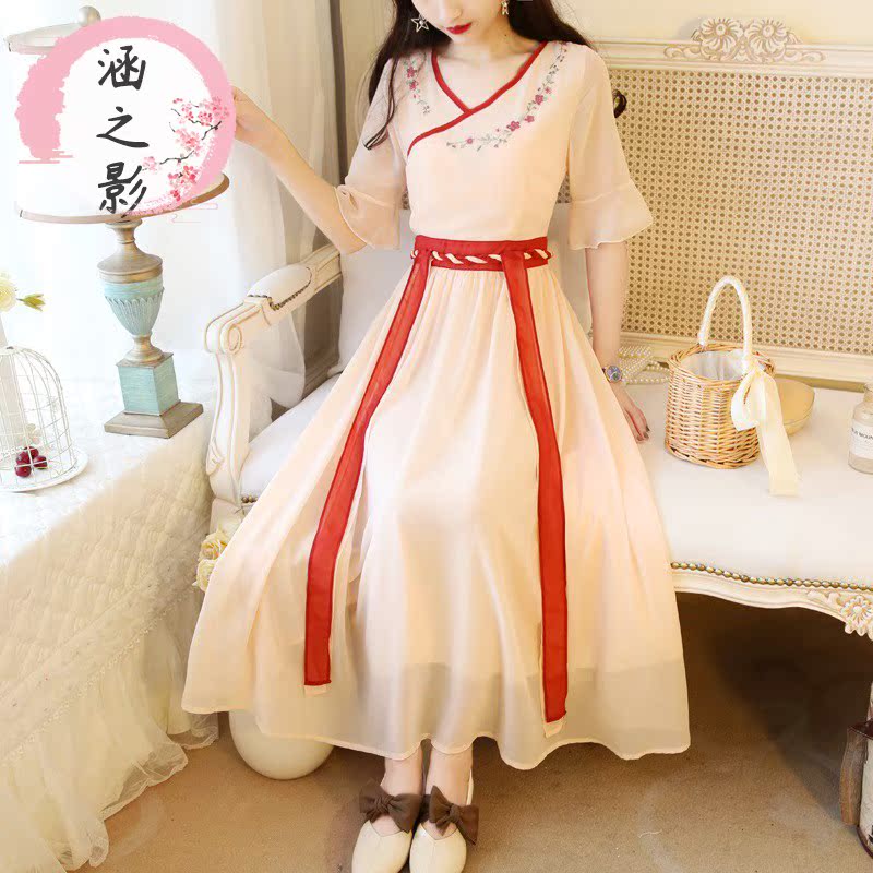 少女汉服仙女连衣裙女夏2019中国风学生汉古风改良元素雪纺裙子在类目 女装/女士精品, 唐装/民族服装/舞台服装, 民族服装/舞台装中 - 来自Buy2taobao.com提供专业的淘宝代购服务
