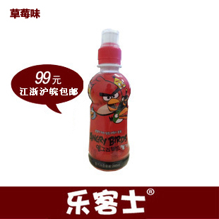  韩国进口 宝宝爱喝 益人愤怒的小鸟果味饮料（草莓味）240ml