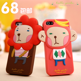  韩国情侣 iphone5手机壳 硅胶 苹果4s手机壳 可爱 保护套外壳女