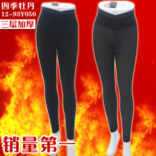  专柜正品四季牡丹保暖裤女12-93Y050加厚加绒驼绒棉裤打底裤 包邮