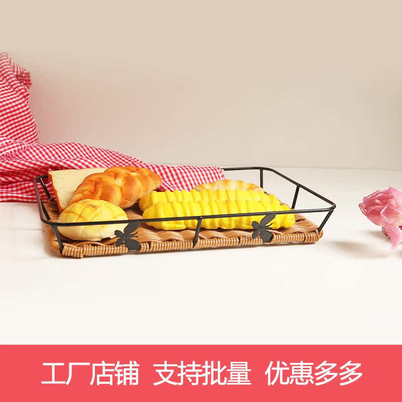 包邮蛋糕面包店藤编铁艺长方形盘子欧包展示筐烘焙陈列蓝在类目 餐饮具, 餐具, 果盆/果盘/果篮中 - 来自Buy2taobao.com提供专业的淘宝代购服务