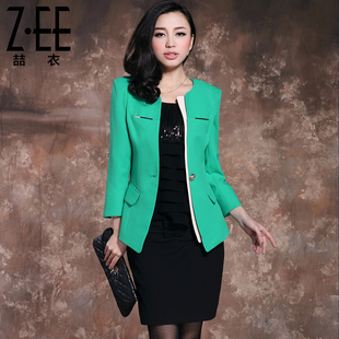  春装新款修身小西装女士外套韩版小西服九分袖一粒扣女装ZEE
